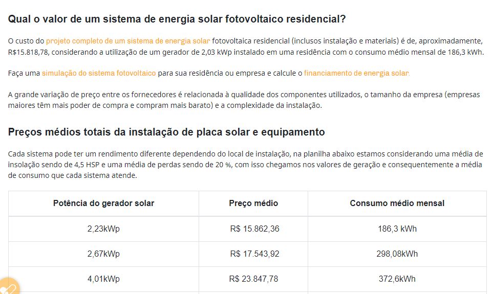 Quanto custa energia solar para uma residência 