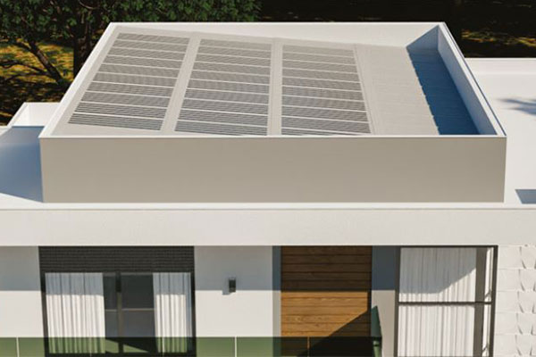 maquete de casa 3d com telhas fotovoltaicas